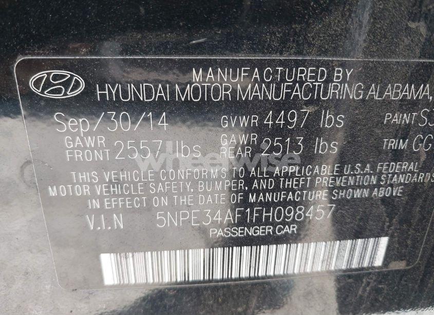 Photo 9 of 2015 Hyundai Sonata LIMITED (VIN 5NPE34AF1FH098457)