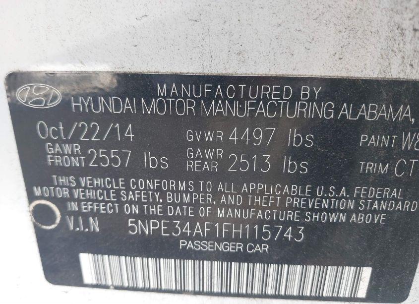 Photo 9 of 2015 Hyundai Sonata SPORT (VIN 5NPE34AF1FH115743)