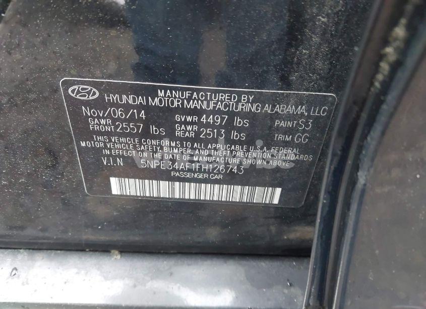 Photo 9 of 2015 Hyundai Sonata LIMITED (VIN 5NPE34AF1FH126743)