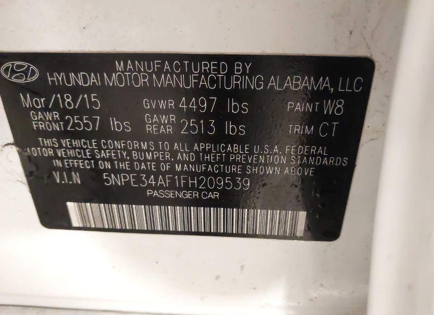 Photo 9 of 2015 Hyundai Sonata LIMITED (VIN 5NPE34AF1FH209539)