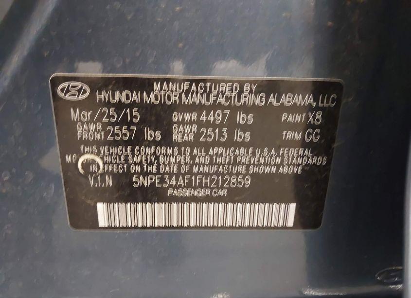 Photo 9 of 2015 Hyundai Sonata SPORT (VIN 5NPE34AF1FH212859)