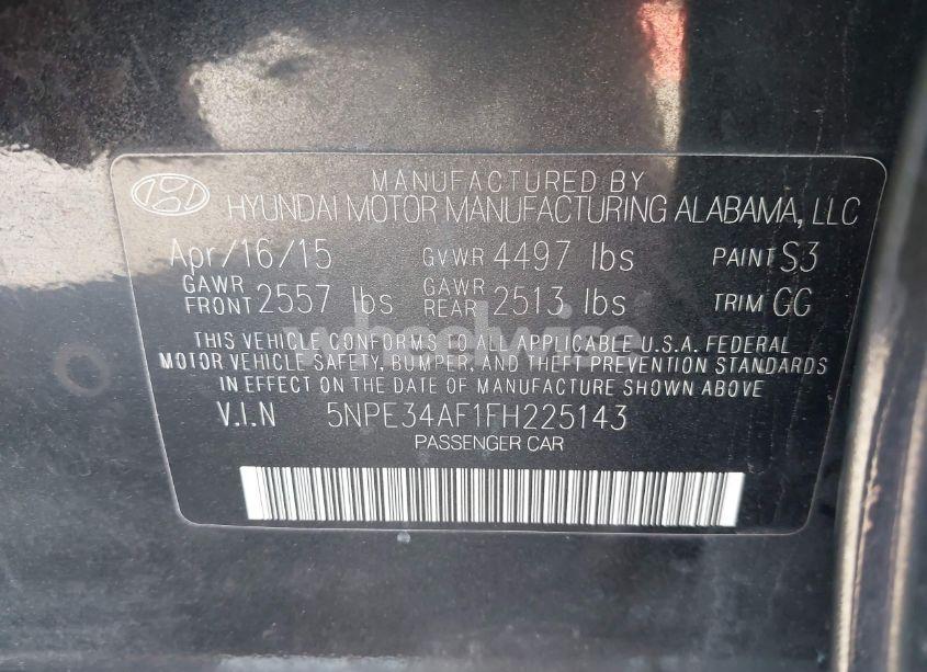 Photo 9 of 2015 Hyundai Sonata SPORT (VIN 5NPE34AF1FH225143)