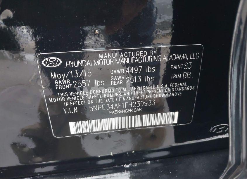 Photo 9 of 2015 Hyundai Sonata LIMITED (VIN 5NPE34AF1FH239933)
