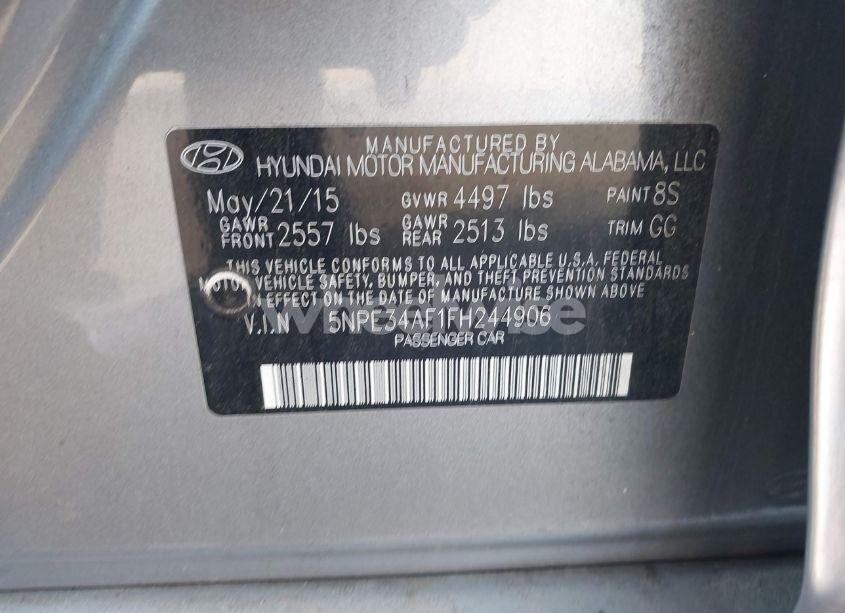 Photo 9 of 2015 Hyundai Sonata SPORT (VIN 5NPE34AF1FH244906)