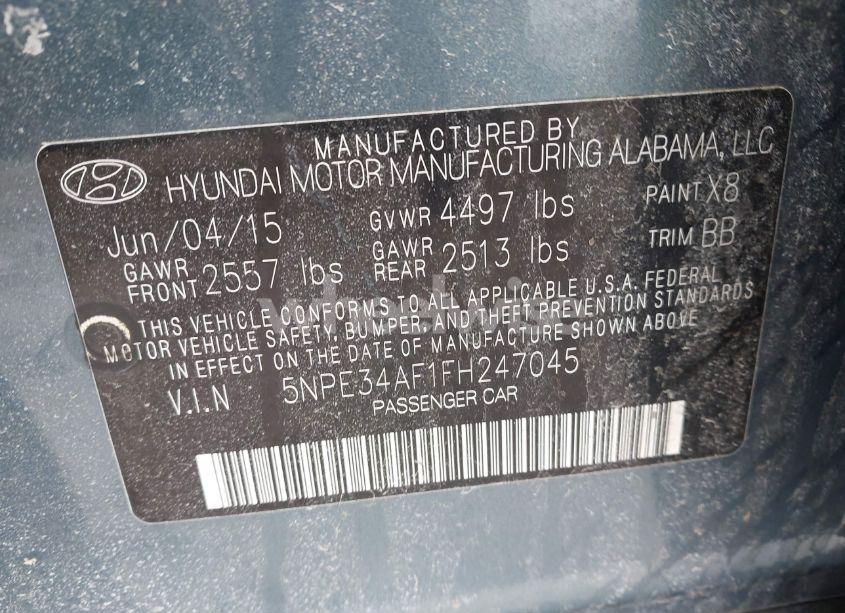 Photo 9 of 2015 Hyundai Sonata SPORT (VIN 5NPE34AF1FH247045)