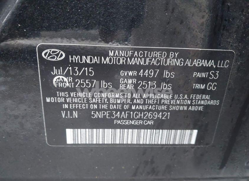 Photo 9 of 2016 Hyundai Sonata LIMITED (VIN 5NPE34AF1GH269421)