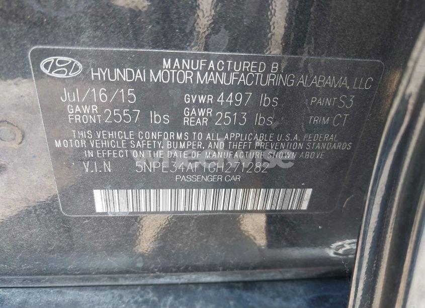 Photo 9 of 2016 Hyundai Sonata LIMITED (VIN 5NPE34AF1GH271282)