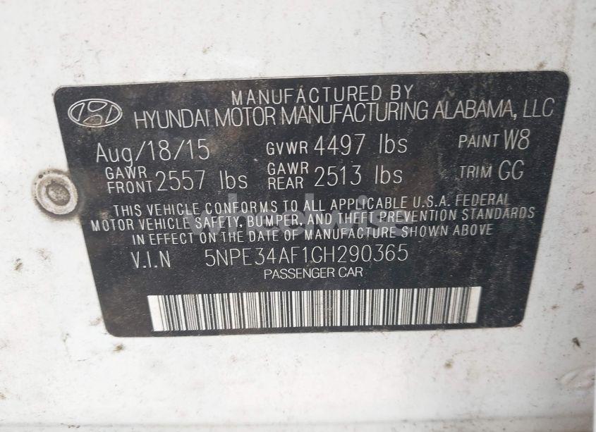 Photo 9 of 2016 Hyundai Sonata LIMITED (VIN 5NPE34AF1GH290365)