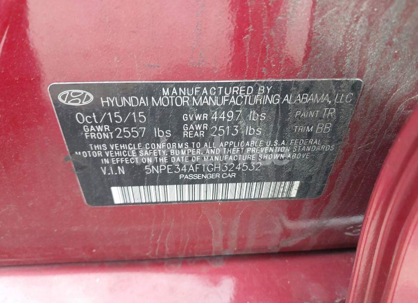 Photo 9 of 2016 Hyundai Sonata LIMITED (VIN 5NPE34AF1GH324532)