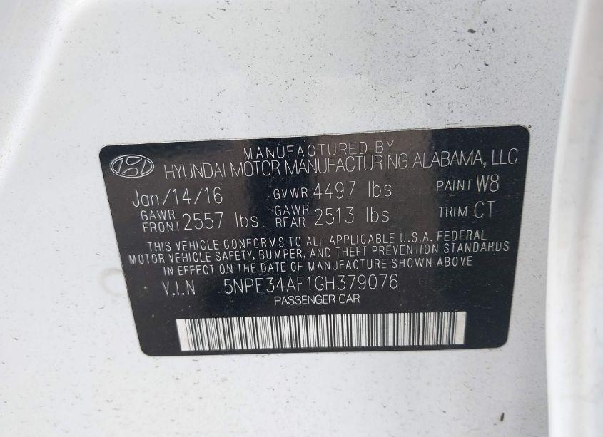 Photo 9 of 2016 Hyundai Sonata SPORT (VIN 5NPE34AF1GH379076)