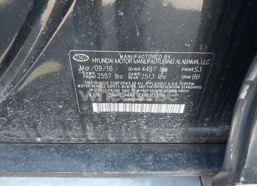 Photo 9 of 2016 Hyundai Sonata LIMITED (VIN 5NPE34AF1GH410309)