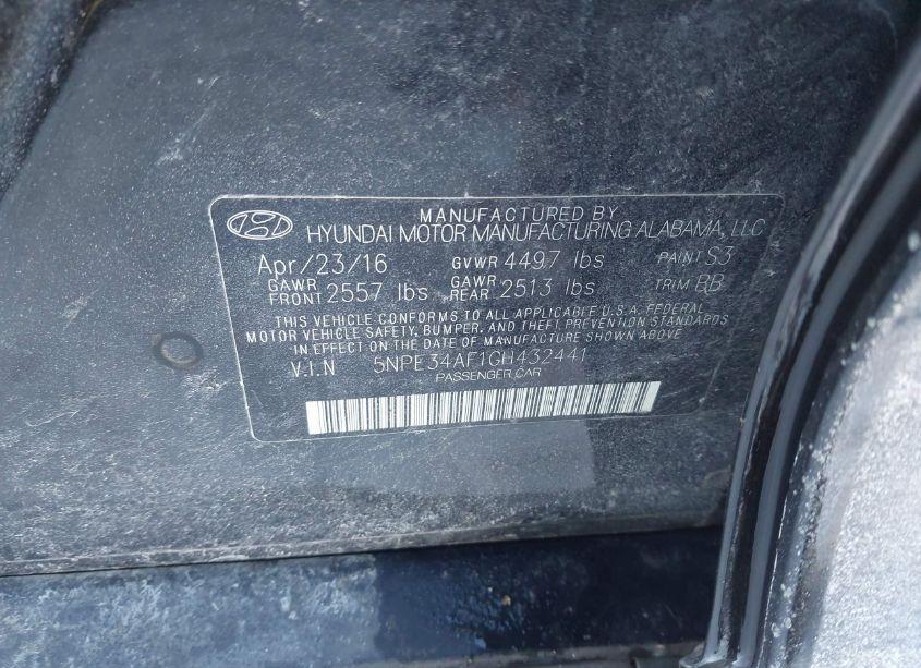 Photo 9 of 2016 Hyundai Sonata LIMITED (VIN 5NPE34AF1GH432441)