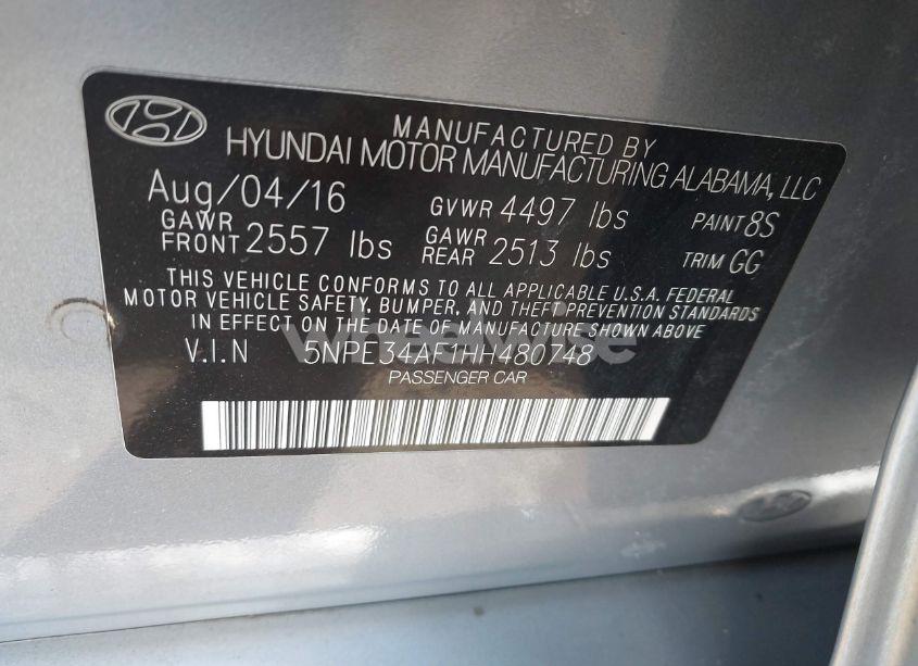 Photo 9 of 2017 Hyundai Sonata LIMITED (VIN 5NPE34AF1HH480748)