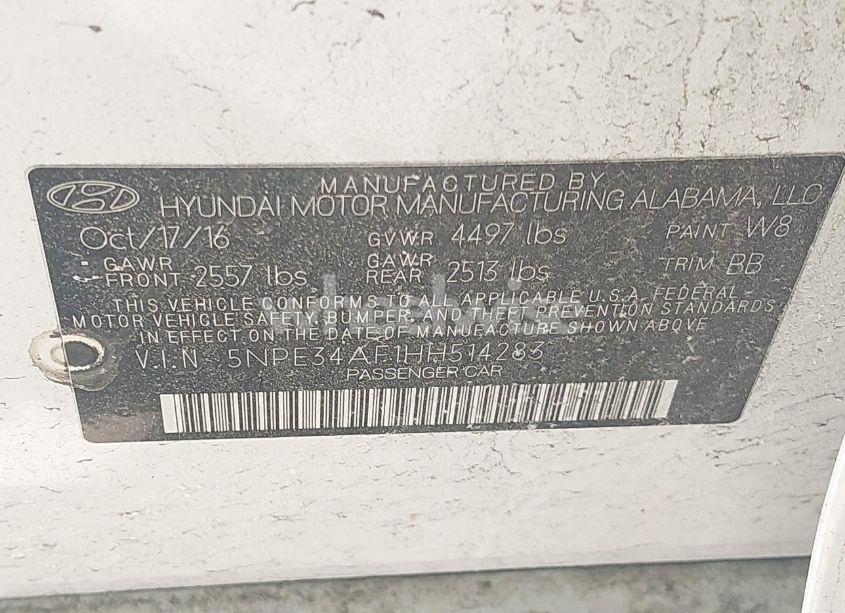 Photo 9 of 2017 Hyundai Sonata SPORT (VIN 5NPE34AF1HH514283)