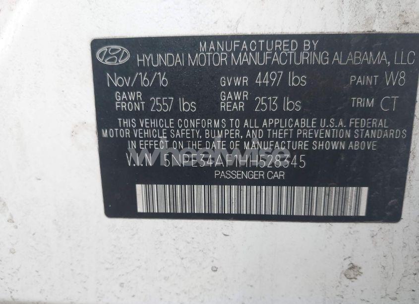 Photo 9 of 2017 Hyundai Sonata SPORT (VIN 5NPE34AF1HH528345)