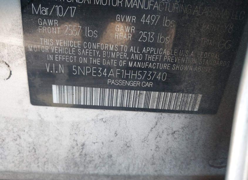 Photo 9 of 2017 Hyundai Sonata SPORT (VIN 5NPE34AF1HH573740)