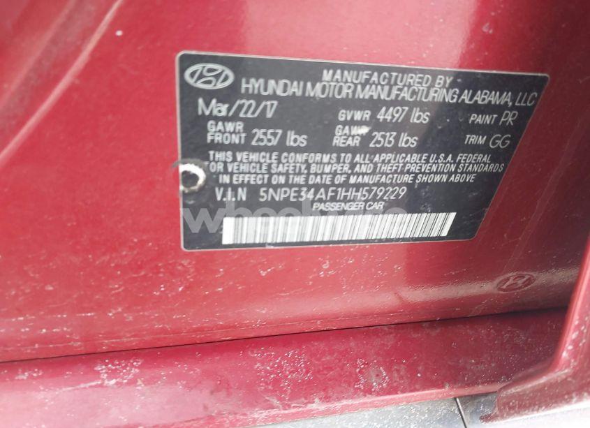 Photo 9 of 2017 Hyundai Sonata SPORT (VIN 5NPE34AF1HH579229)