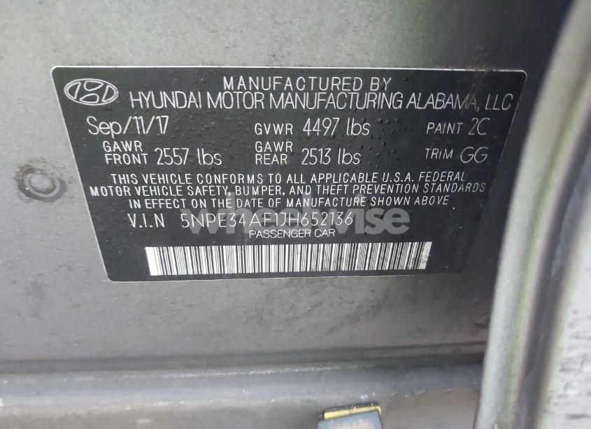 Photo 9 of 2018 Hyundai Sonata LIMITED (VIN 5NPE34AF1JH652136)