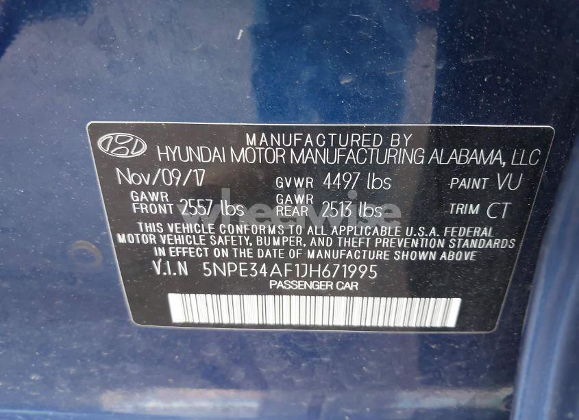 Photo 9 of 2018 Hyundai Sonata SPORT (VIN 5NPE34AF1JH671995)