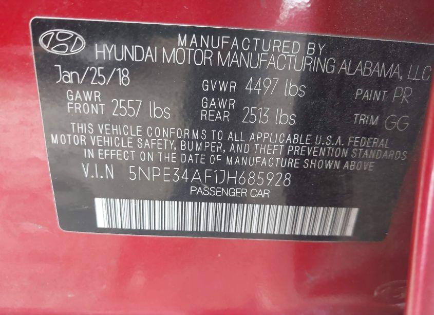 Photo 9 of 2018 Hyundai Sonata LIMITED (VIN 5NPE34AF1JH685928)