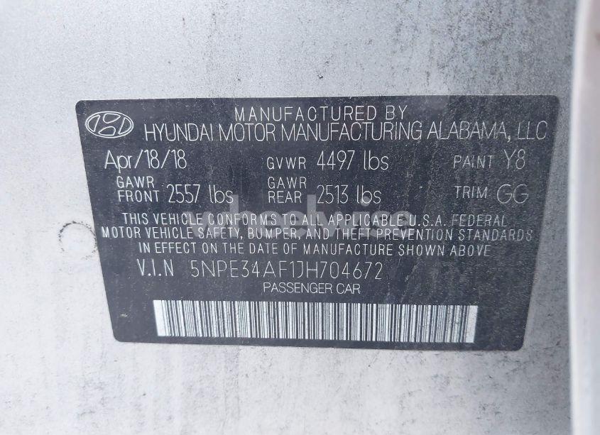 Photo 9 of 2018 Hyundai Sonata LIMITED (VIN 5NPE34AF1JH704672)