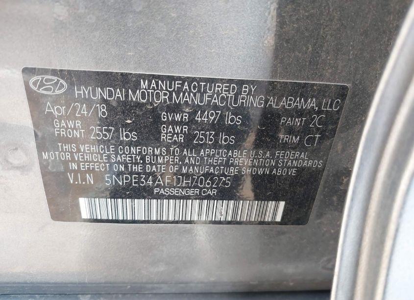 Photo 9 of 2018 Hyundai Sonata SPORT+ (VIN 5NPE34AF1JH706275)