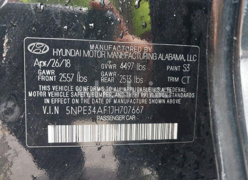 Photo 9 of 2018 Hyundai Sonata SPORT+ (VIN 5NPE34AF1JH707667)