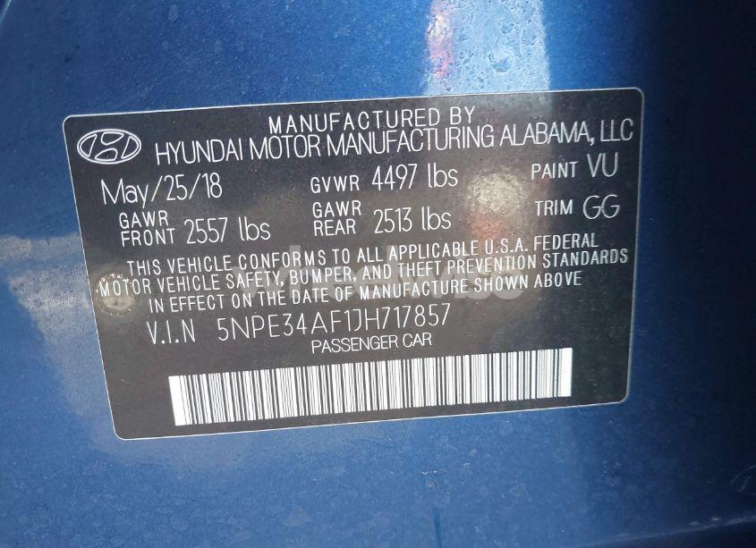 Photo 9 of 2018 Hyundai Sonata LIMITED (VIN 5NPE34AF1JH717857)