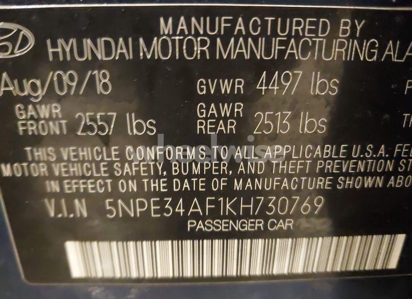 Photo 9 of 2019 Hyundai Sonata SEL (VIN 5NPE34AF1KH730769)