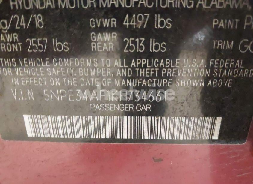 Photo 9 of 2019 Hyundai Sonata LIMITED (VIN 5NPE34AF1KH734661)