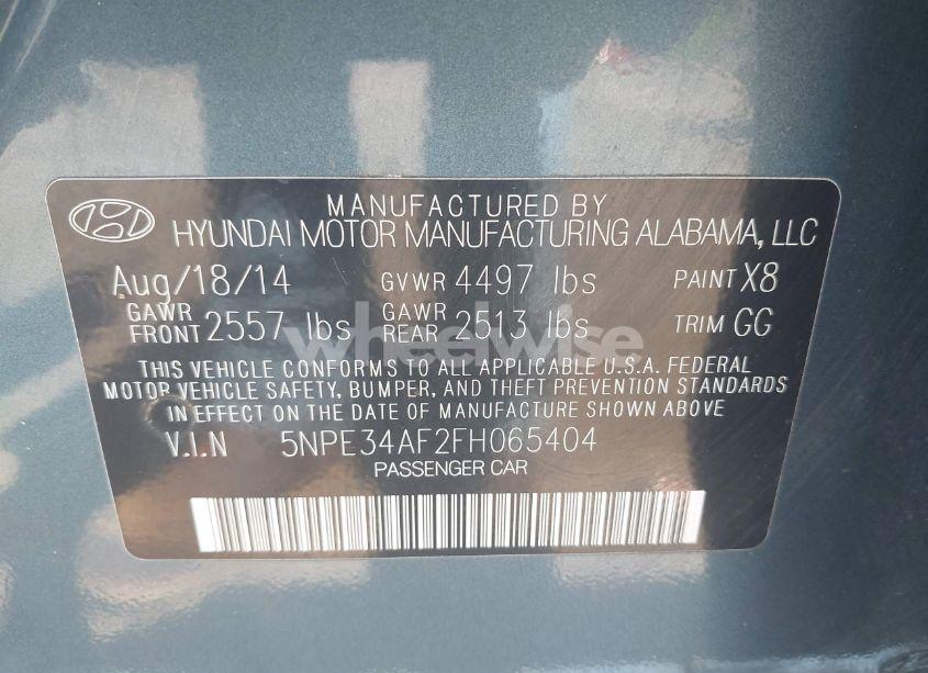 Photo 9 of 2015 Hyundai Sonata SPORT (VIN 5NPE34AF2FH065404)