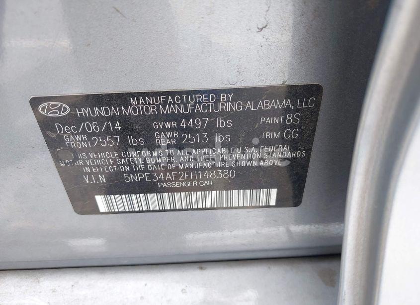 Photo 9 of 2015 Hyundai Sonata SPORT (VIN 5NPE34AF2FH148380)