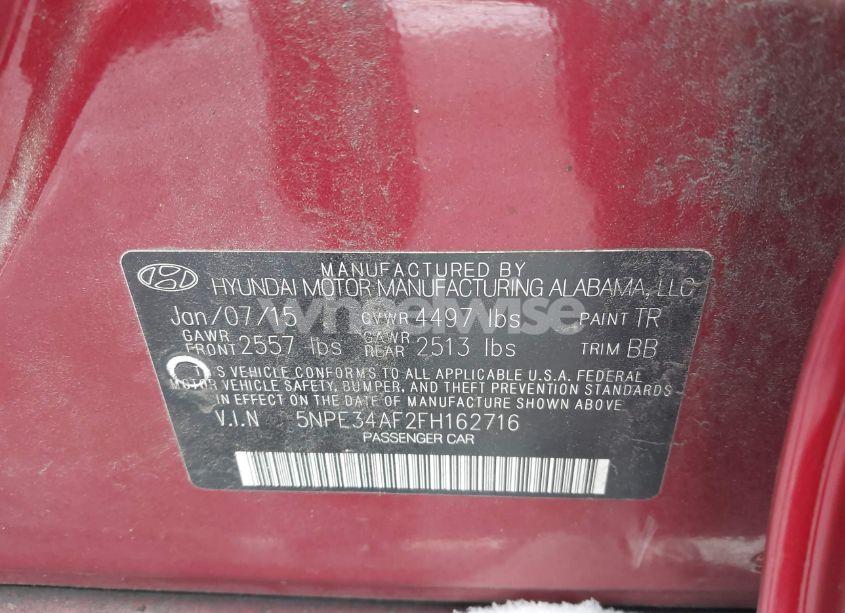 Photo 9 of 2015 Hyundai Sonata LIMITED (VIN 5NPE34AF2FH162716)