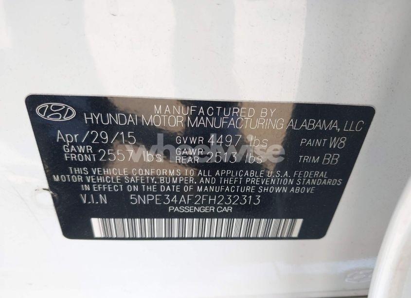 Photo 9 of 2015 Hyundai Sonata LIMITED (VIN 5NPE34AF2FH232313)