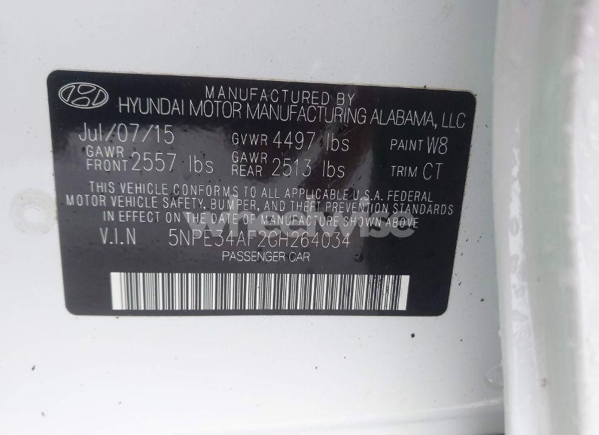 Photo 9 of 2016 Hyundai Sonata SPORT (VIN 5NPE34AF2GH264034)