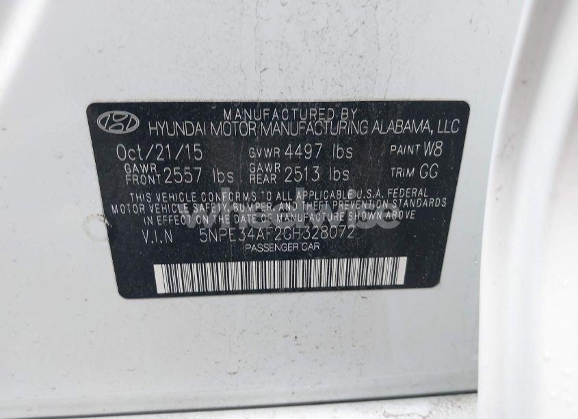 Photo 9 of 2016 Hyundai Sonata LIMITED (VIN 5NPE34AF2GH328072)