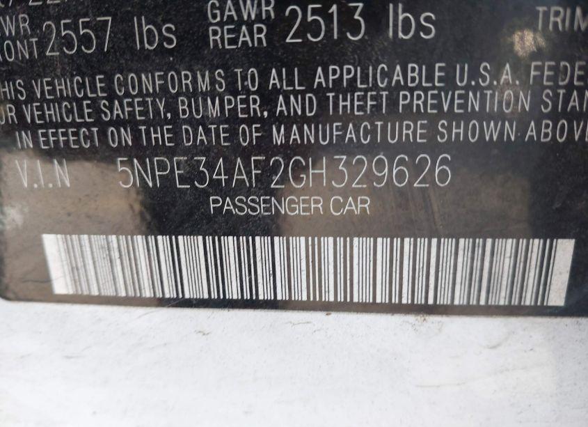 Photo 9 of 2016 Hyundai Sonata LIMITED (VIN 5NPE34AF2GH329626)