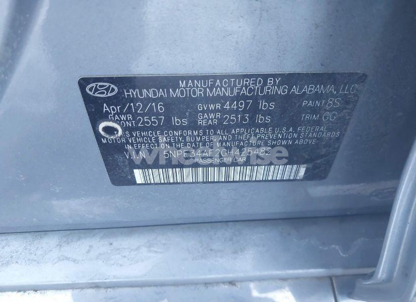 Photo 9 of 2016 Hyundai Sonata LIMITED (VIN 5NPE34AF2GH425482)