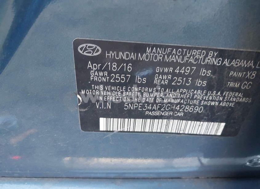 Photo 9 of 2016 Hyundai Sonata SPORT (VIN 5NPE34AF2GH428690)