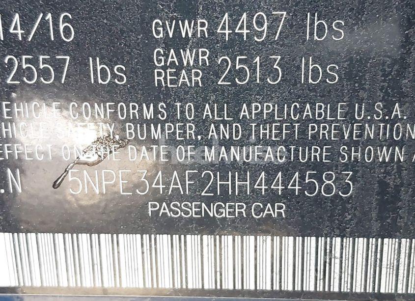 Photo 9 of 2017 Hyundai Sonata SPORT (VIN 5NPE34AF2HH444583)