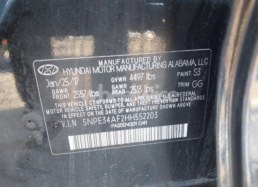 Photo 9 of 2017 Hyundai Sonata SPORT (VIN 5NPE34AF2HH552203)