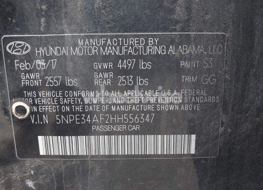 Photo 9 of 2017 Hyundai Sonata LIMITED (VIN 5NPE34AF2HH556347)