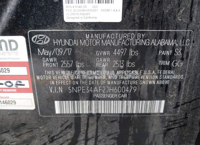 Photo 9 of 2018 Hyundai Sonata SEL (VIN 5NPE34AF2JH600479)