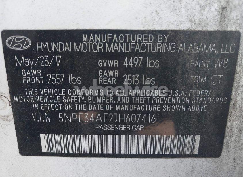 Photo 9 of 2018 Hyundai Sonata LIMITED (VIN 5NPE34AF2JH607416)