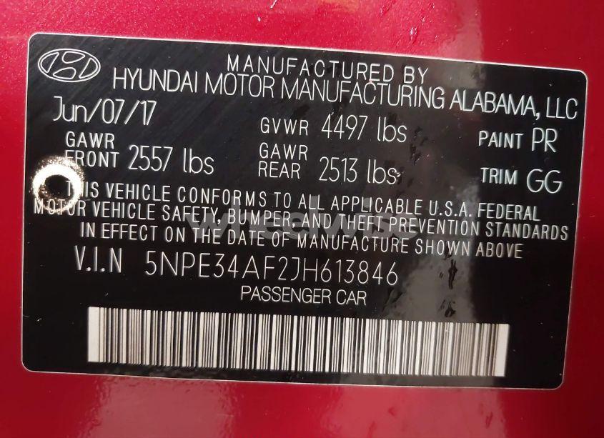 Photo 9 of 2018 Hyundai Sonata SEL (VIN 5NPE34AF2JH613846)