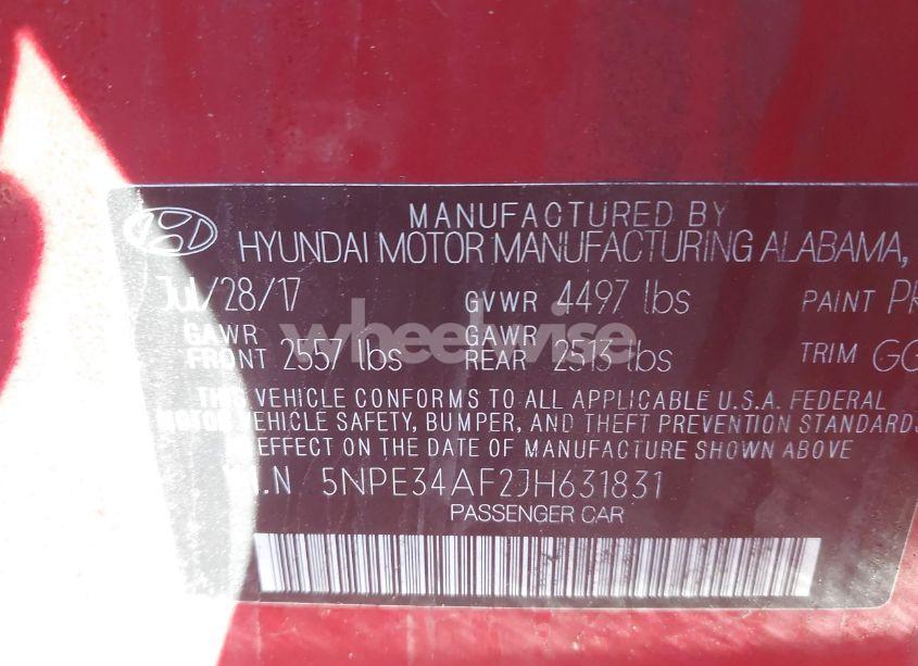 Photo 9 of 2018 Hyundai Sonata SEL (VIN 5NPE34AF2JH631831)