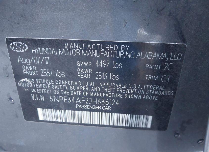 Photo 9 of 2018 Hyundai Sonata SPORT (VIN 5NPE34AF2JH636124)