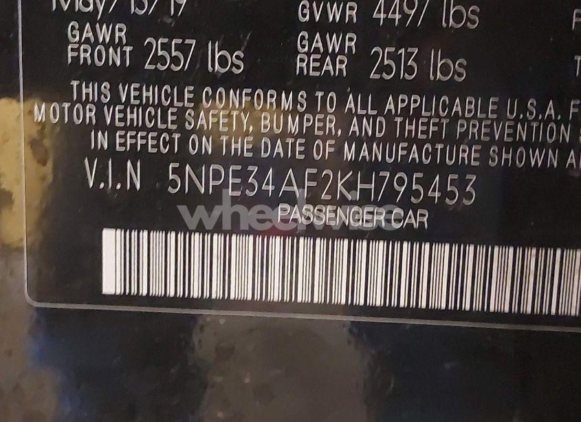 Photo 9 of 2019 Hyundai Sonata SPORT (VIN 5NPE34AF2KH795453)