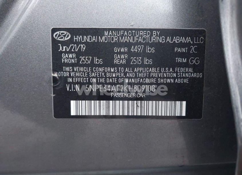 Photo 9 of 2019 Hyundai Sonata SEL (VIN 5NPE34AF2KH809108)