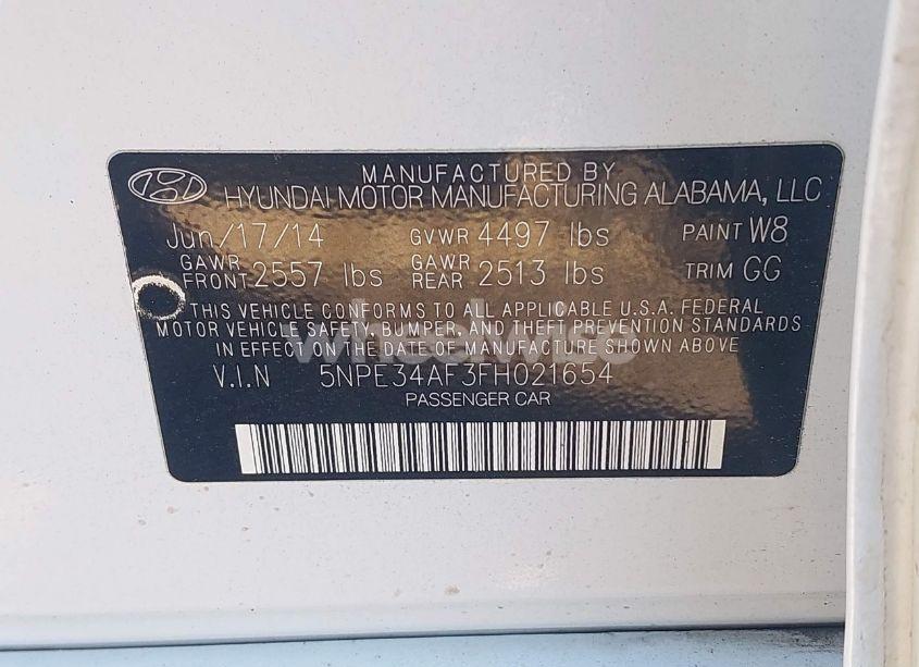 Photo 9 of 2015 Hyundai Sonata SPORT (VIN 5NPE34AF3FH021654)